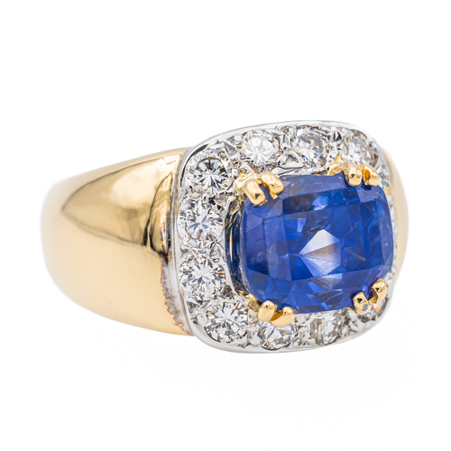 Bague 54 Bague en or jaune 18 carats avec saphir et diamants 58 Facettes 3393426CN