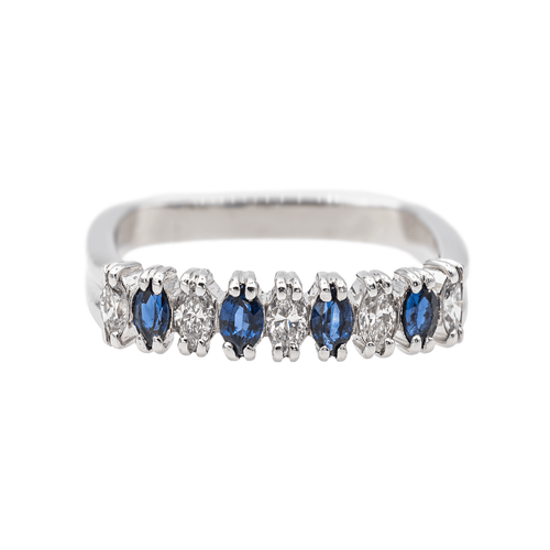 Bague 50 Bague en or blanc et platine saphirs et diamants 58 Facettes 3417085CN