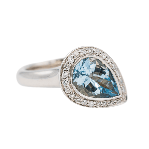 Bague 53 Bague en or blanc, aigue-marine et diamants 58 Facettes 3655097CN
