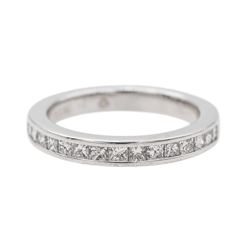 Bague 53 Demi-alliance - Bague en platine 950 sertie de diamants 58 Facettes 3634835CN