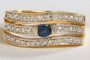 Bague 58 Bague en or jaune 18 carats avec saphir ovale et diamants 58 Facettes 00390CN