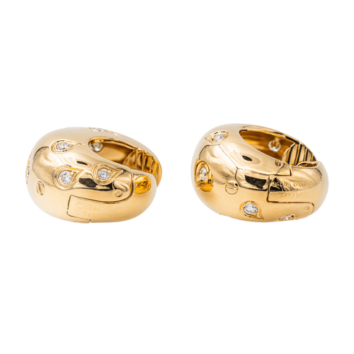 Boucles d'oreilles Cartier - Boucles d’oreilles créoles en or jaune 18 carats et diamants 58 Facettes 3785640CN