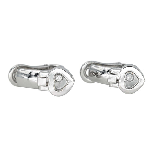 Boucles d'oreilles Chopard Happy Diamonds - Boucles d'oreilles en or blanc et diamants 58 Facettes 4410625CN