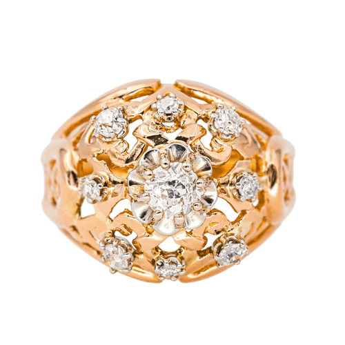 Bague 58 Bague dôme rétro en or rose 18 carats et diamants 58 Facettes 4261861RV