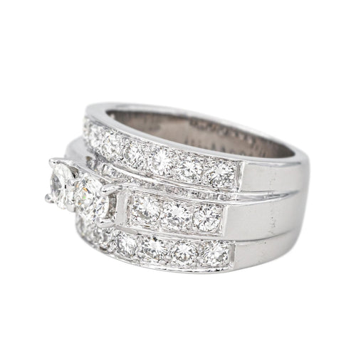 Bague 54 Bague bandeau en or blanc 18 carats pavée de diamants 58 Facettes 4523450CN
