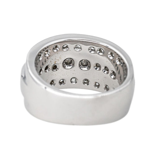 Bague 54 Bague bandeau en or blanc 18 carats pavée de diamants 58 Facettes 4523450CN