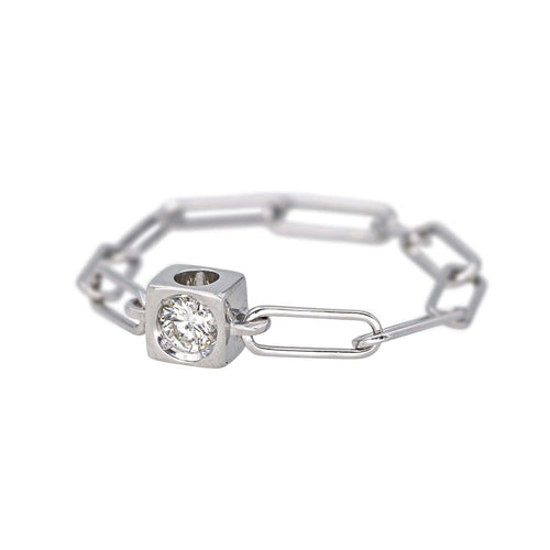 Bague 50 Dinh Van Le Cube - Bague en or blanc 18 carats et diamant 58 Facettes 4557321CN