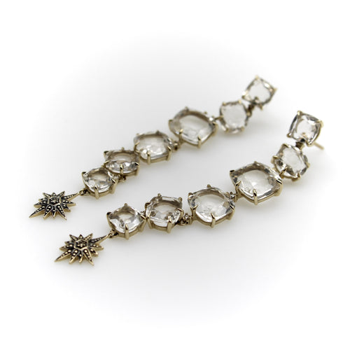 Boucles d'oreilles H. Stern Moonlight - Boucles d’oreilles pendantes en or 18k, cristal de roche et diamants 58 Facettes A2005X