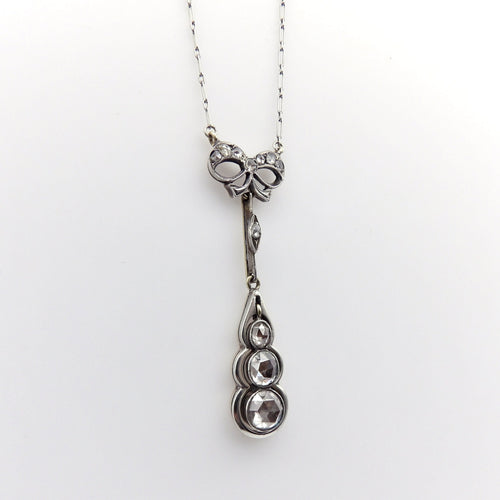 Collier Collier chute victorien en or 14K avec diamants taille rose et chaîne en platine 58 Facettes