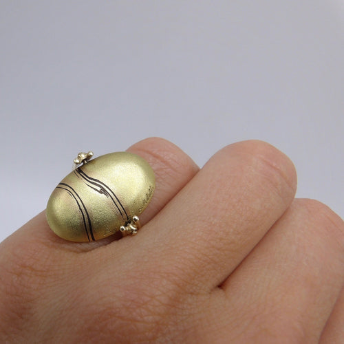 Bague Carrie Adell - Bague vintage Mokume Gane en or 18k et 14k 58 Facettes