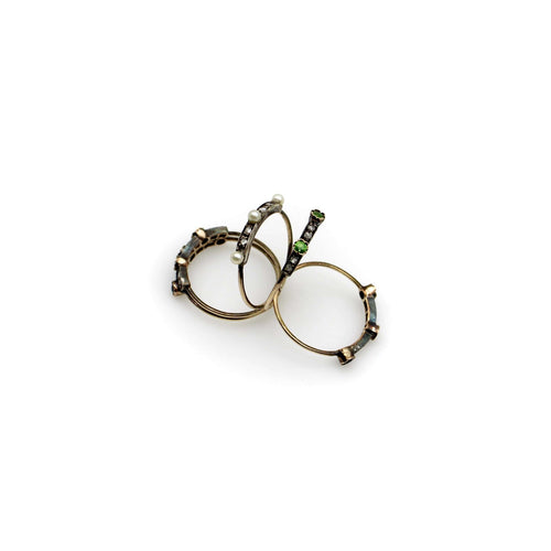 Bague Bague harem édouardienne en or 14K avec diamants, rubis, saphirs, grenats et perles 58 Facettes