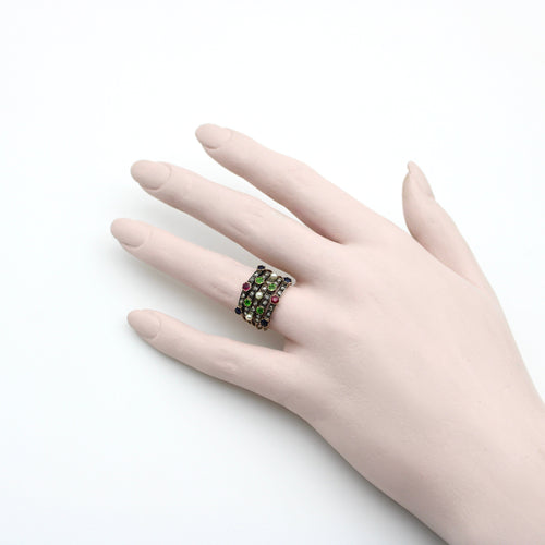 Bague Bague harem édouardienne en or 14K avec diamants, rubis, saphirs, grenats et perles 58 Facettes
