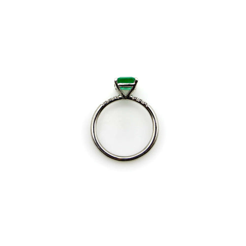 Bague Bague solitaire en platine avec émeraude et diamants 58 Facettes