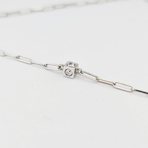 Collier Dinh Van Le Cube Diamant - Collier en or blanc 18 carats et diamant 58 Facettes 33777