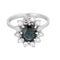 Bague 52.5 Bague marguerite en or blanc 18K, saphir 1,10 ct et diamants 58 Facettes DIE1840