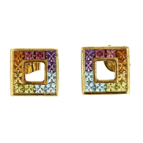 Boucles d'oreilles Boucles d’oreilles Arc-en-ciel en or jaune 18K et quartz multicolores 58 Facettes REU0798