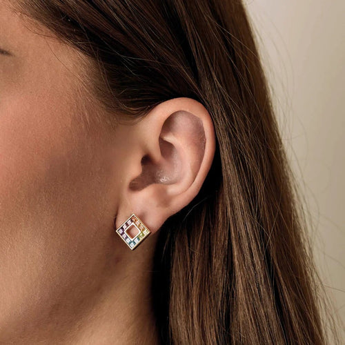 Boucles d'oreilles Boucles d’oreilles Arc-en-ciel en or jaune 18K et quartz multicolores 58 Facettes REU0798
