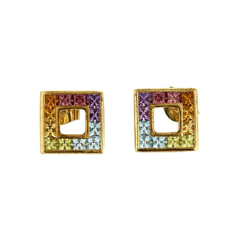 Boucles d'oreilles Boucles d’oreilles Arc-en-ciel en or jaune 18K et quartz multicolores 58 Facettes REU0798