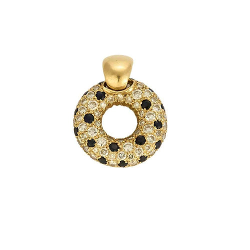 Pendentif Pendentif rond ajouré en or jaune 18K, diamants et saphirs 58 Facettes CRE0100X12