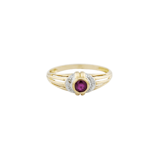 Bague 54 Bague deux ors - Bague sertie d’un rubis et de diamants 58 Facettes 33689