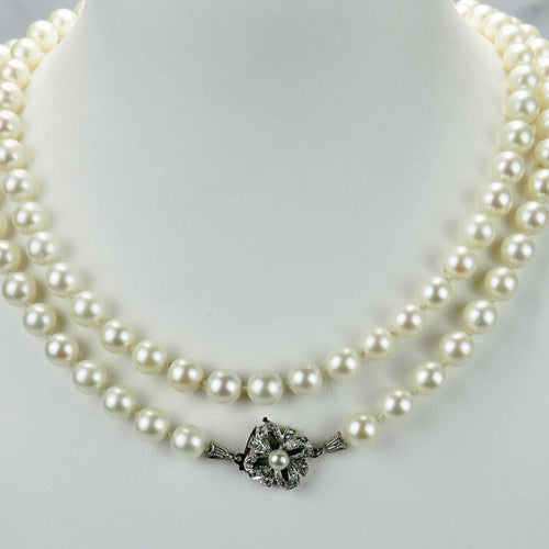 Collier Perles Akoya - Collier en or bicolore et diamants 58 Facettes 1998