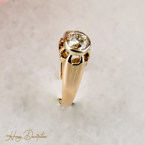 Bague 47 Bague Belcher édouardienne en or rose 14K avec diamant 58 Facettes 2466