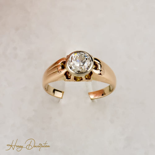 Bague 47 Bague Belcher édouardienne en or rose 14K avec diamant 58 Facettes 2466
