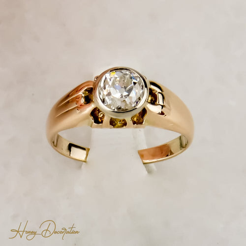Bague 47 Bague Belcher édouardienne en or rose 14K avec diamant 58 Facettes 2466