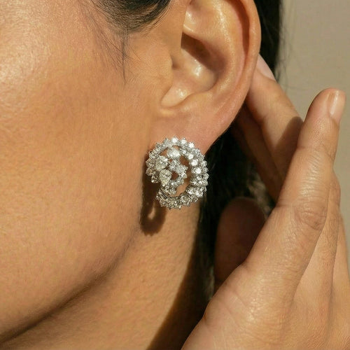 Boucles d'oreilles Ohrrings clips en platine et diamants 58 Facettes 1843