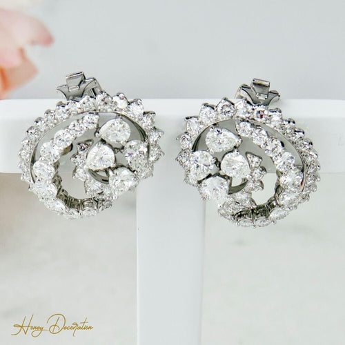 Boucles d'oreilles Ohrrings clips en platine et diamants 58 Facettes 1843