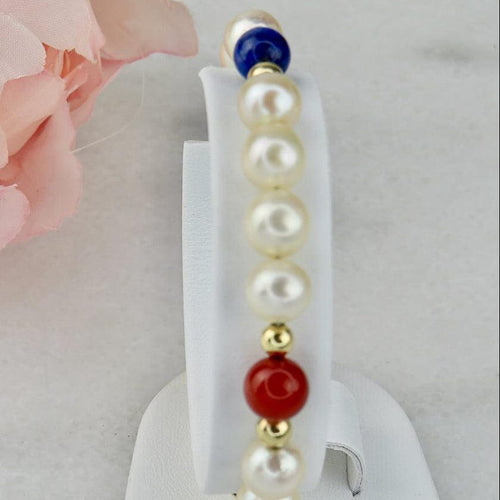 Bracelet Armband en perles, or 14 carats et pierres fines 58 Facettes 2306