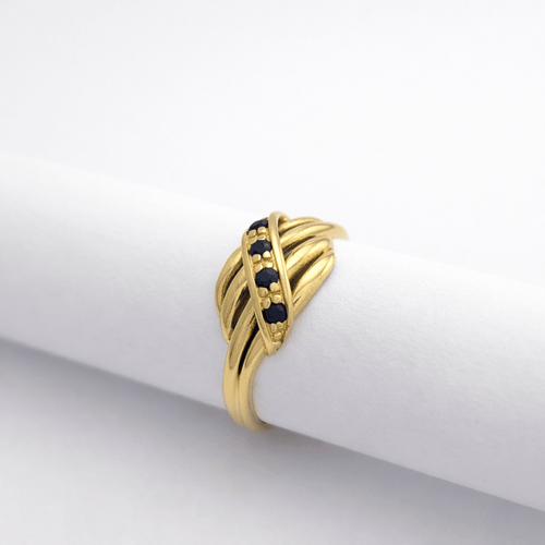 Bague 53 Bague entrelacs en or jaune 18 carats et saphirs bleus 58 Facettes 34677