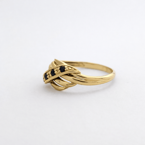 Bague 53 Bague entrelacs en or jaune 18 carats et saphirs bleus 58 Facettes 34677