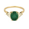 Bague 61 Bague solitaire en or jaune 18K avec émeraude et diamants trillion 58 Facettes LEN1849X3