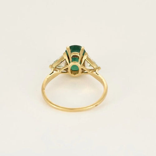Bague 61 Bague solitaire en or jaune 18K avec émeraude et diamants trillion 58 Facettes LEN1849X3