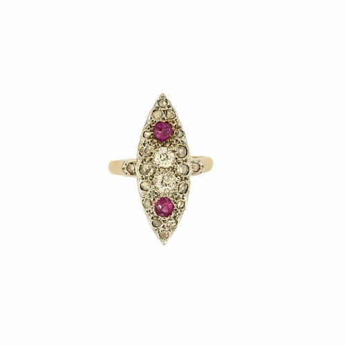 Bague 42.5 Bague marquise en or jaune et or blanc 18K avec diamants et saphirs roses 58 Facettes HOU5528