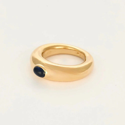 Bague 51.5 Chaumet Vintage - Bague jonc en or jaune et cabochon de saphir 58 Facettes PAL3488X4