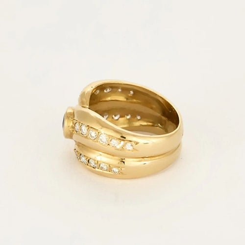 Bague 50 Bague double jonc en or jaune 18K avec saphir et diamants 58 Facettes DINA0178