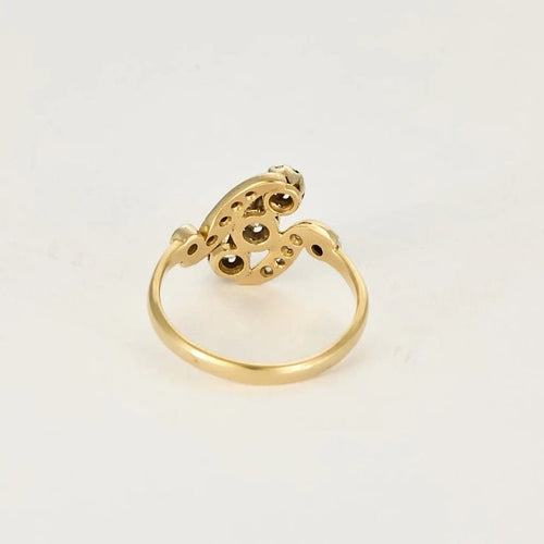 Bague 54.5 Bague ancienne en or jaune et or blanc 18K et diamants 58 Facettes LAV1851