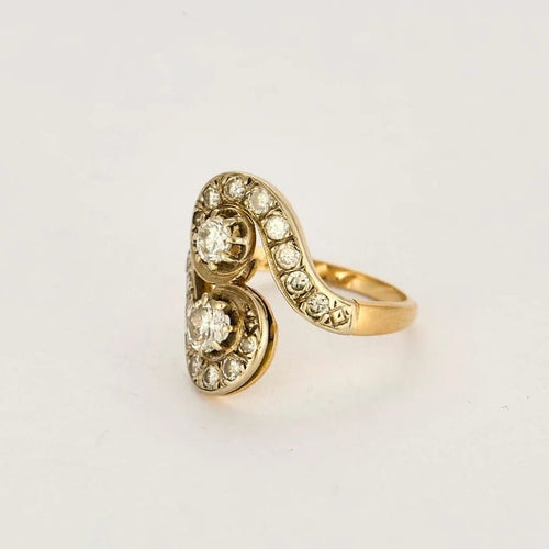 Bague 53 Bague Toi & Moi en or jaune et gris avec diamants 58 Facettes LOR3526