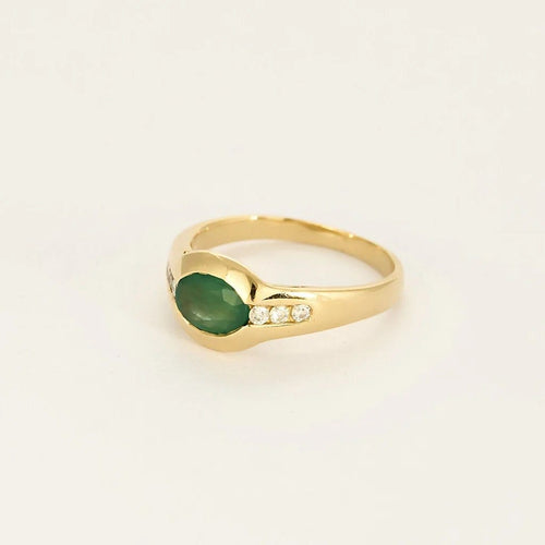 Bague 50.5 Bague en or jaune 18K avec émeraude 0,45 ct et diamants 58 Facettes COMP0989