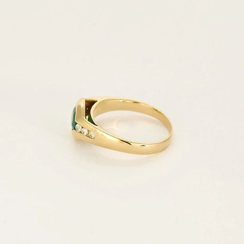 Bague 50.5 Bague en or jaune 18K avec émeraude 0,45 ct et diamants 58 Facettes COMP0989