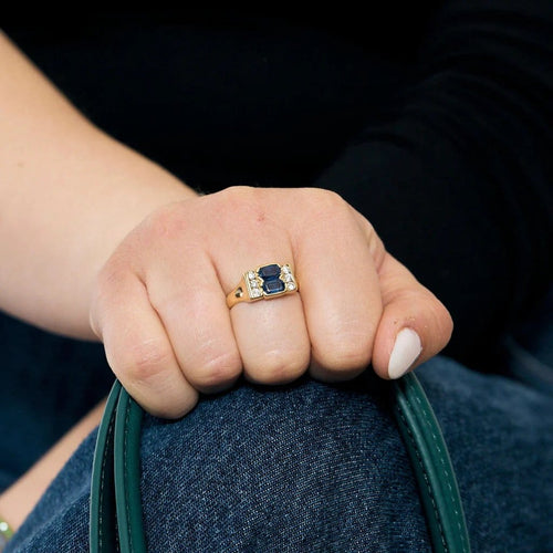 Bague 54.5 Bague en or jaune 18K - Saphirs et diamants 58 Facettes SMA0067