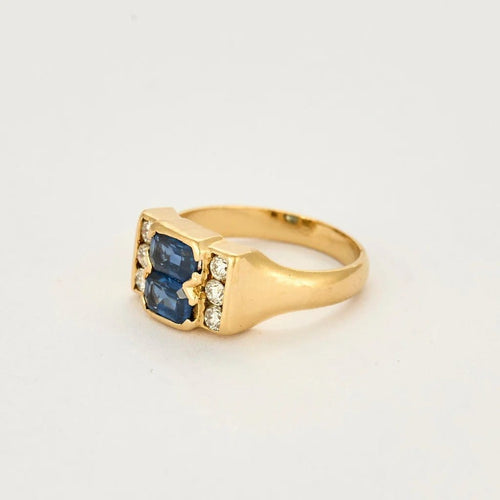 Bague 54 Bague en or jaune 18K - Saphirs et diamants 58 Facettes SMA0067