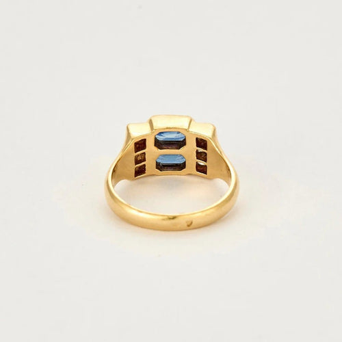 Bague 54 Bague en or jaune 18K - Saphirs et diamants 58 Facettes SMA0067