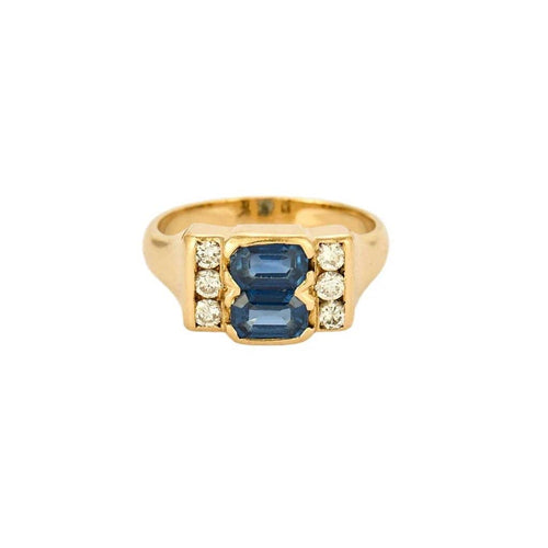 Bague 54 Bague en or jaune 18K - Saphirs et diamants 58 Facettes SMA0067