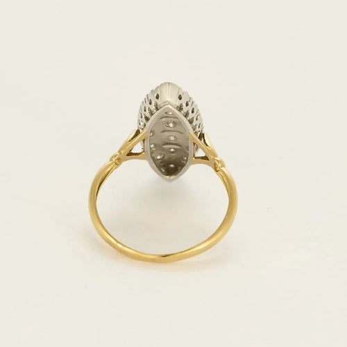 Bague 57 Bague marquise en or jaune et or blanc 18K sertie de diamants 58 Facettes MONTG0047