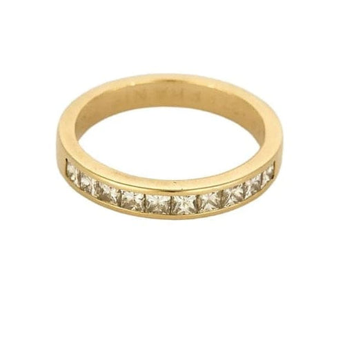 Bague 53.5 Demi-alliance - Bague en or jaune 18K et diamants princesse 58 Facettes SQU3662X2