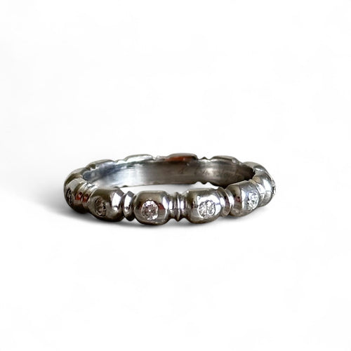 Bague 49 Alliance - Bague sertie de diamants en or blanc 58 Facettes 362