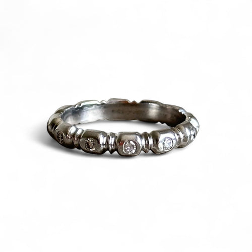 Bague 49 Alliance - Bague sertie de diamants en or blanc 58 Facettes 362